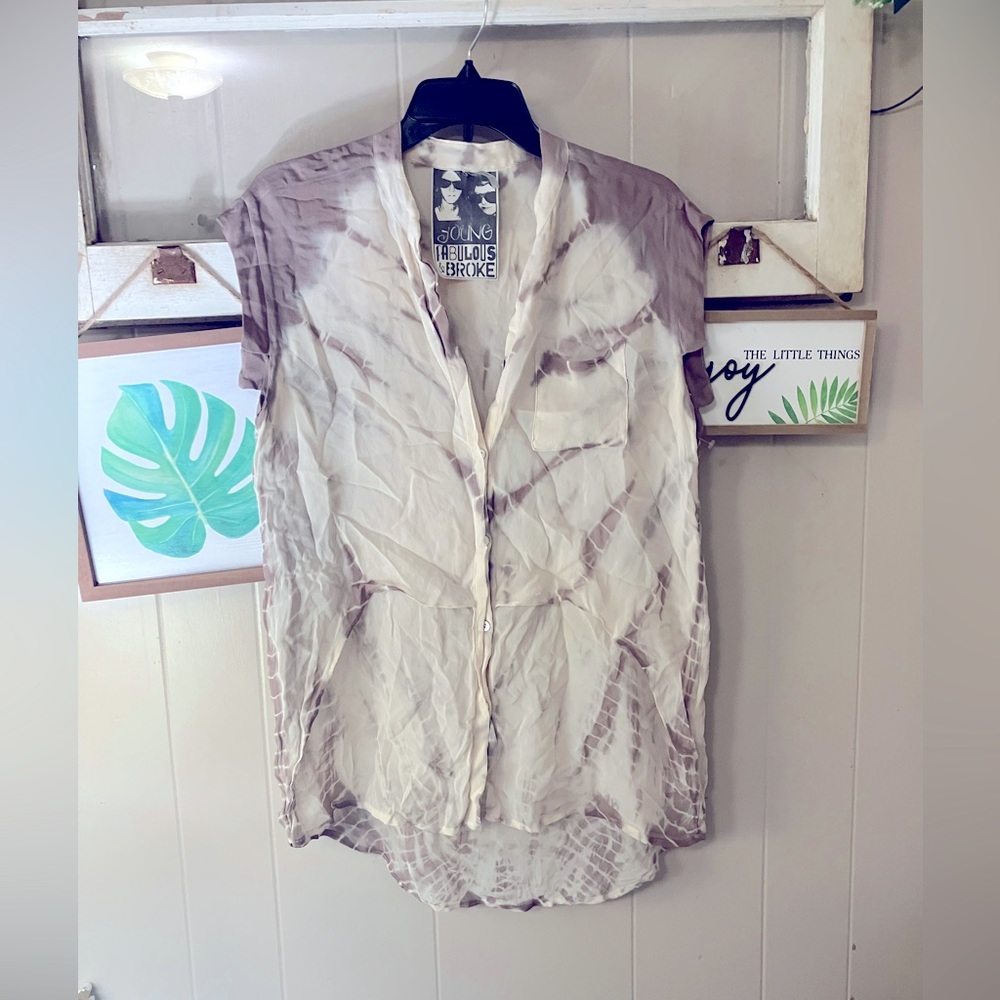 Young fabulous and broke size M tye dye , sheer silk feeling blouse